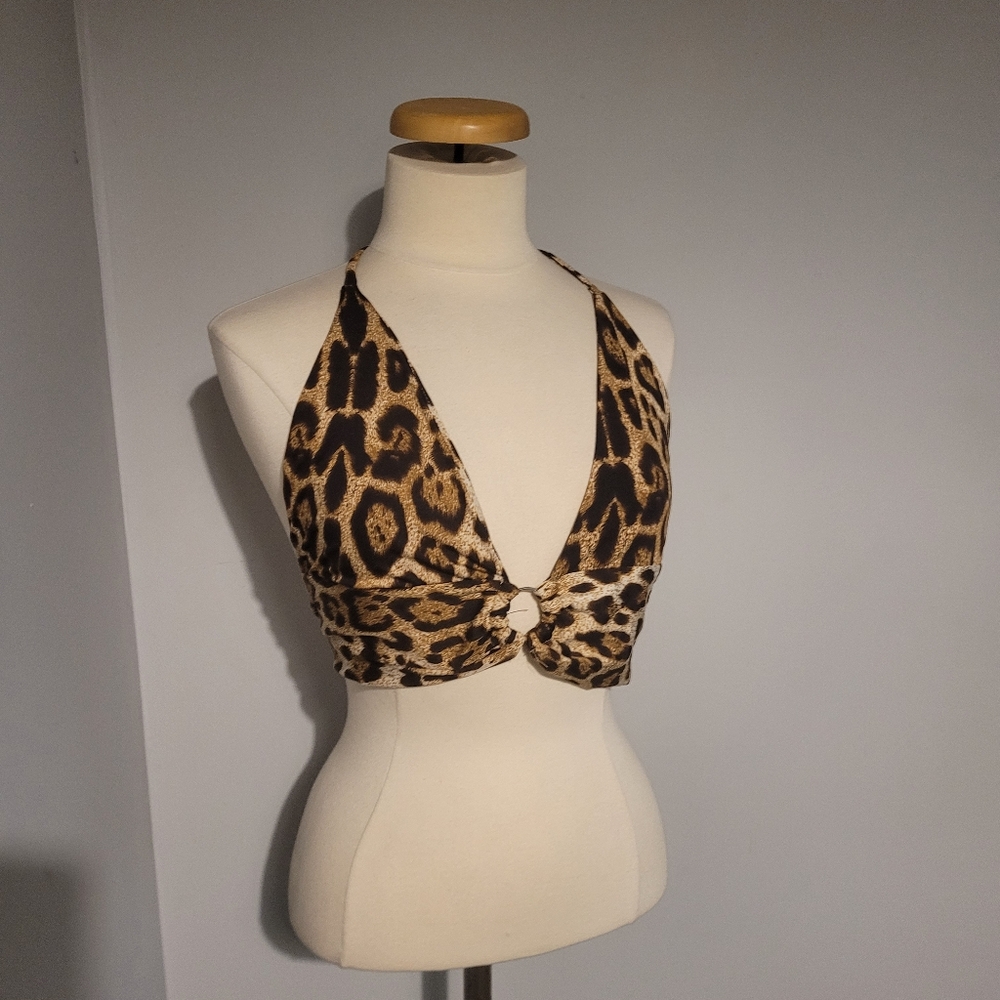 Romwe Leopard Print Halter Top Size 6